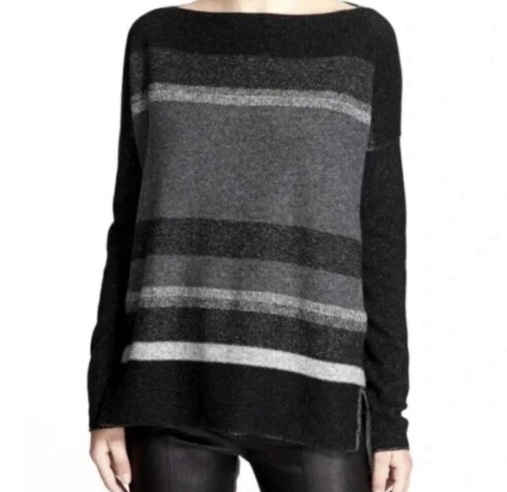 Vince Gray Box-Top Oversized Merino Wool Cashmere Sweater Size Lg Read